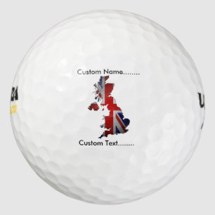 Union Jack Forms Map of UK on a Golf Ball. Balls