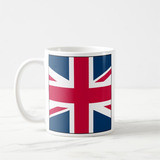 Union Jack Full Side Square Design Coffee Mug (Gauche)