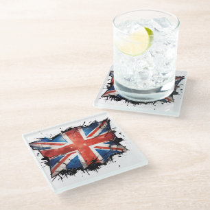 Union jack glass coaster