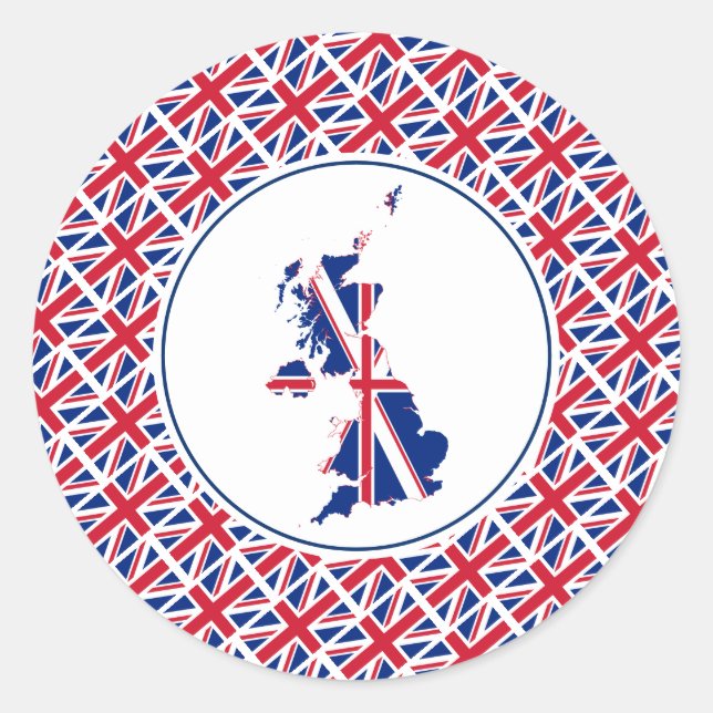UNION JACK Great Britain UK Flag Map Patriotic Classic Round Sticker (Front)