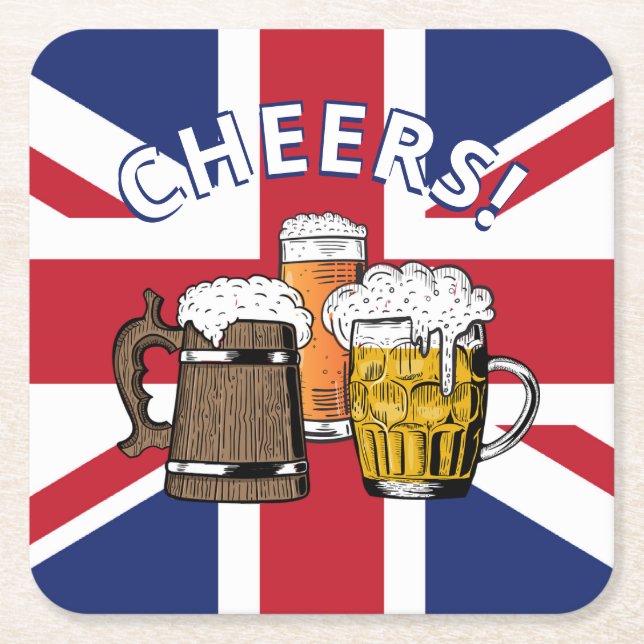 UNION JACK Great British Beer Square Paper Coaster (Front)