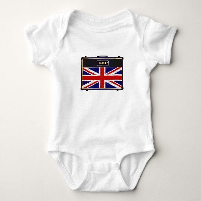 Union Jack Guitar Amplifier Baby Bodysuit (Front)