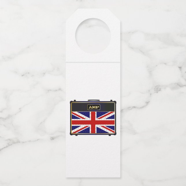 Union Jack Guitar Amplifier Bottle Tag (Front)