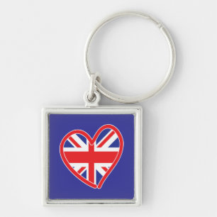 Union Jack Heart Flag Keychain
