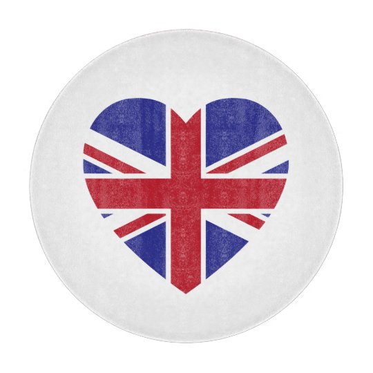 Union Jack Heart Glass Cutting Board