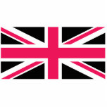 Union Jack ~ Hot Pink Black and White Photo Sculpture Keychain<br><div class="desc">This will be a cut out in acrylic of any of the things offered,  a pin,  keyring,  ornament,  magnet or sculpture and some of them in different sizes. They can be tree ornaments,  purse charms,  or worn through a belt loop. Even hung from your rear view mirror.</div>
