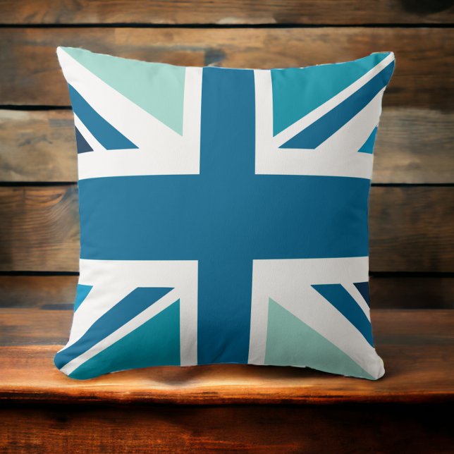 Union Jack - In Designer Blue Throw Pillow (Creator Uploaded)