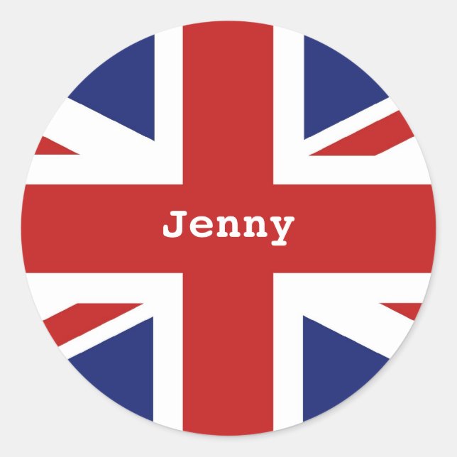 Union Jack, Jenny Classic Round Sticker (Front)