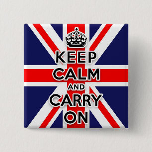 Union Jack  keep calm and carry on 2 Inch Square Button