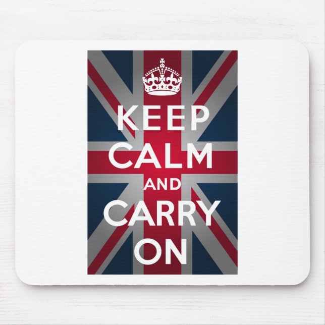 Union Jack Keep Calm And Carry On Mouse Pad (Front)