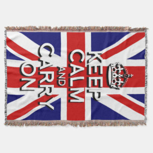 Union Jack keep calm and carry on Throw Blanket