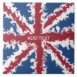 Union Jack Liquid Art Craft DIY Tile