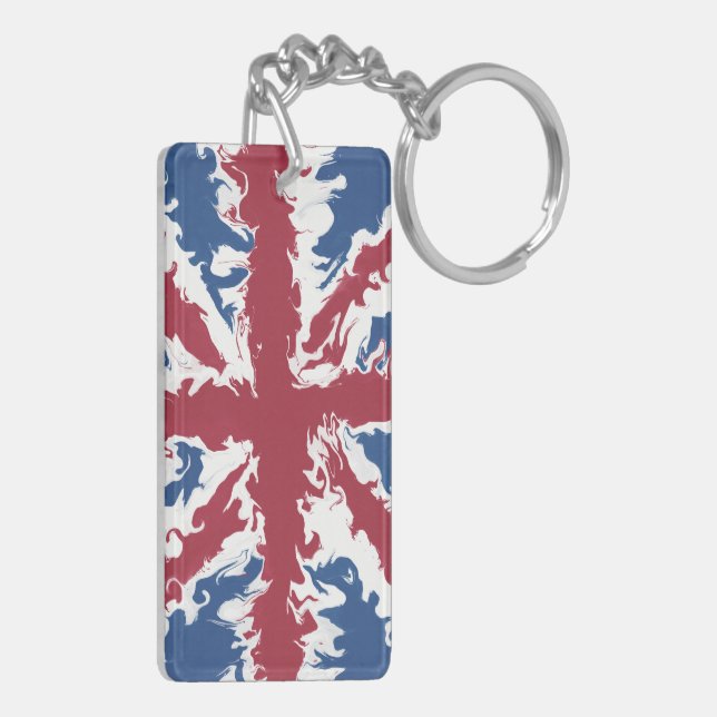 Union Jack Liquid Art  Keychain (Back Left)