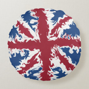 Union Jack Liquid Art Round Pillow