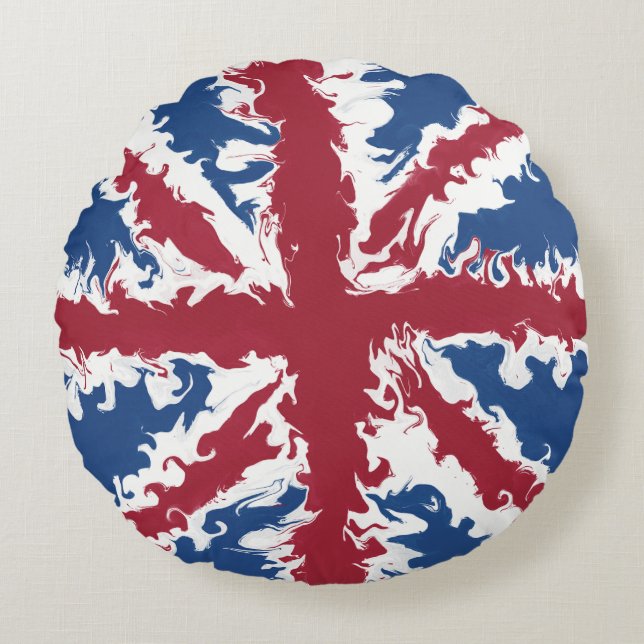 Union Jack Liquid Art  Round Pillow (Front)
