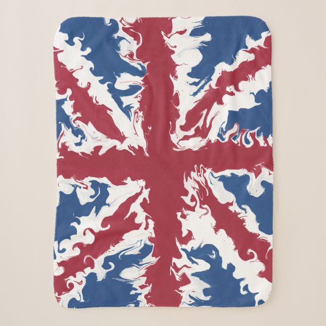Union Jack Liquid Art  Sherpa Blanket (Front)