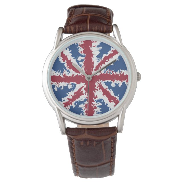 Union Jack Liquid Art  Watch (Front)