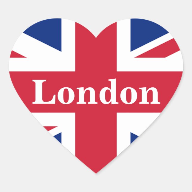 Union Jack London ~ British Flag Heart Sticker (Front)