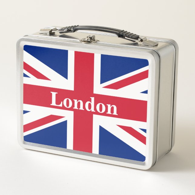 Union Jack London ~ British Flag Metal Lunch Box (Front)