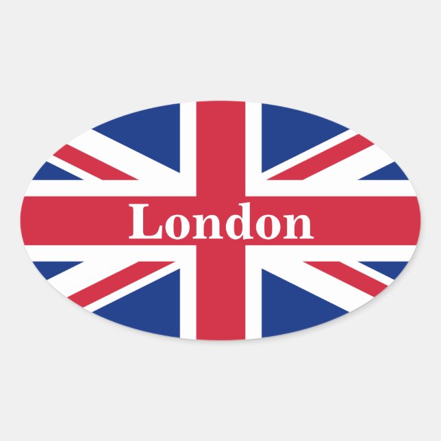 Union Jack London ~ British Flag Oval Sticker (Front)
