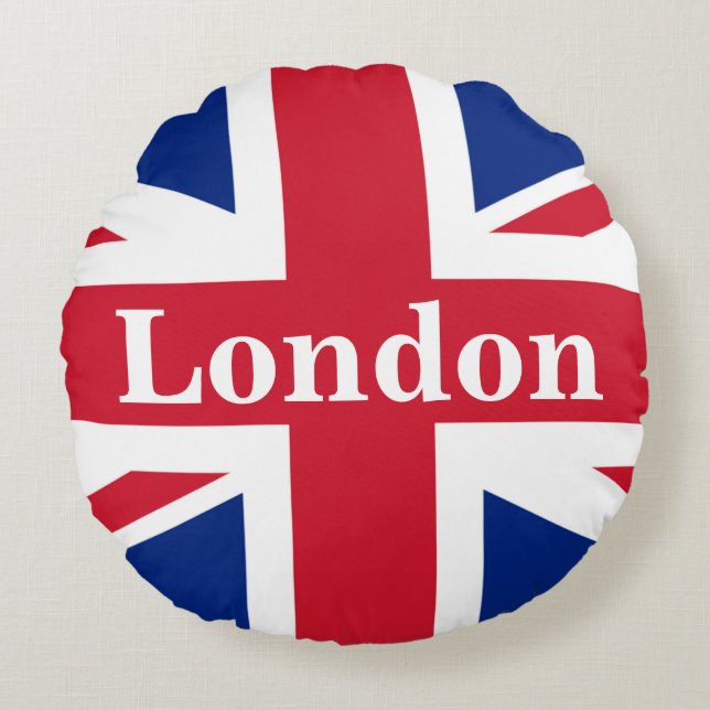 Union Jack London ~ British Flag Round Pillow (Front)
