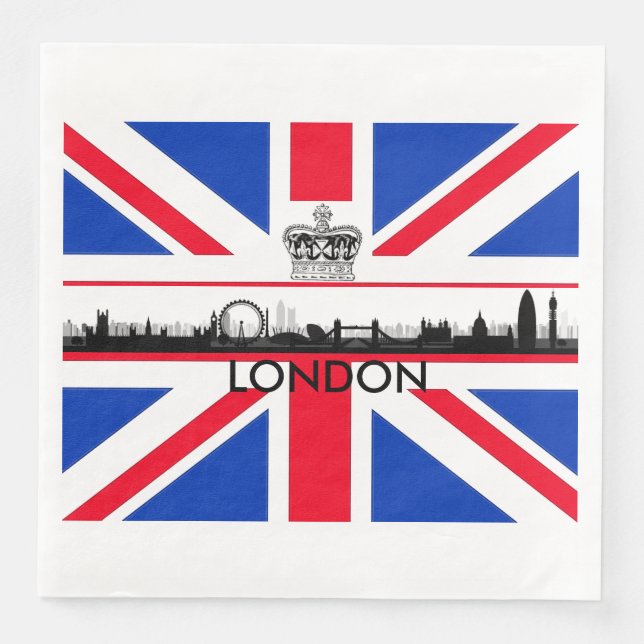 Union Jack London Skyline Theme Paper Napkins (Front)