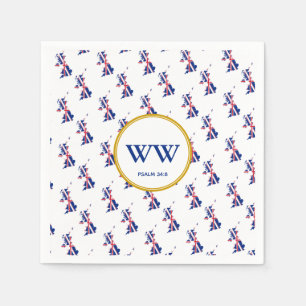 UNION JACK Map Monogram Scripture Paper Napkin