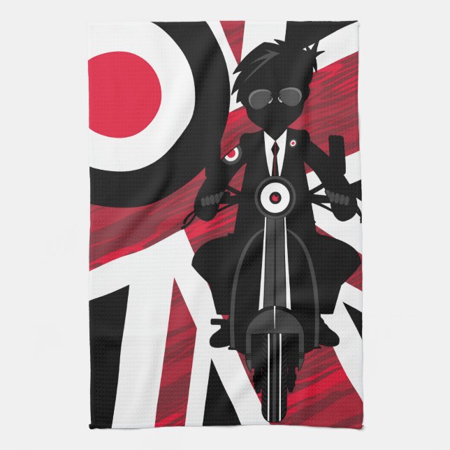 Union Jack Mod on Retro Scooter Kitchen Towel (Vertical)