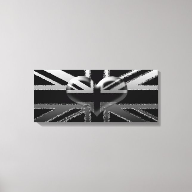 Union Jack Modern Black and Silver Canvas Print (Front)