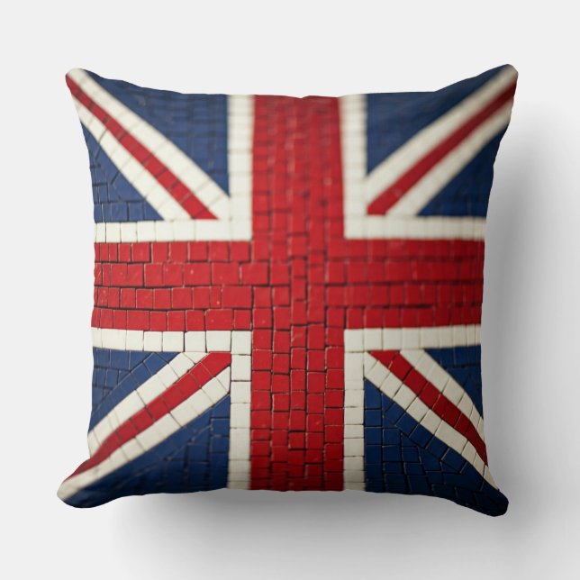 Union Jack Mosaic Pattern Throw Pillow (Front)