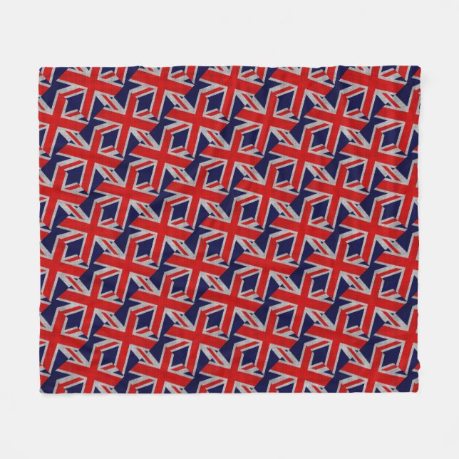 Union Jack on Carbon Fiber Style Colors Fleece Blanket (Front (Horizontal))