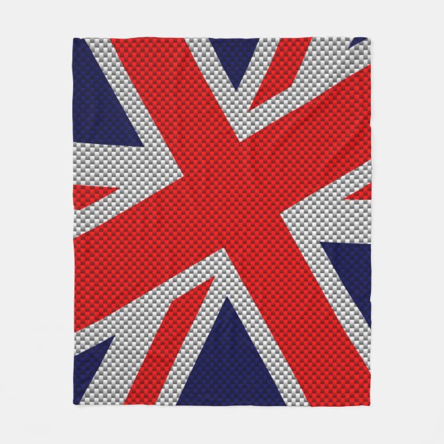 Union Jack on Carbon Fibre Style Colours Fleece Blanket (Front)
