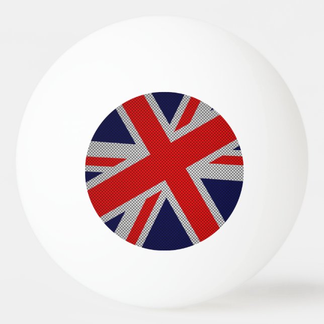 Union Jack on Carbon Fibre Style Colours Ping Pong Ball (Front)