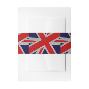 Union Jack on Carbon Fibre Style Print Invitation Belly Band