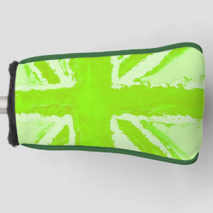 Union Jack Painted UK Art Lime Green Golf Head Cover