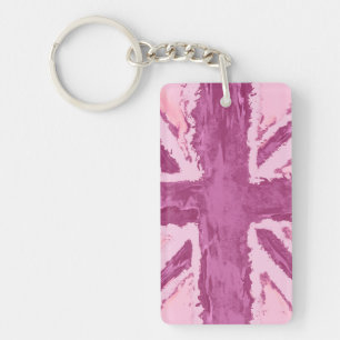 Union Jack Painted UK Art Plum Keychain