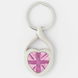 Union Jack Painted UK Art Plum Keychain