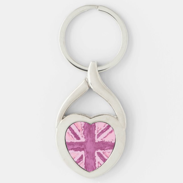 Union Jack Painted UK Art Plum Keychain (Front)