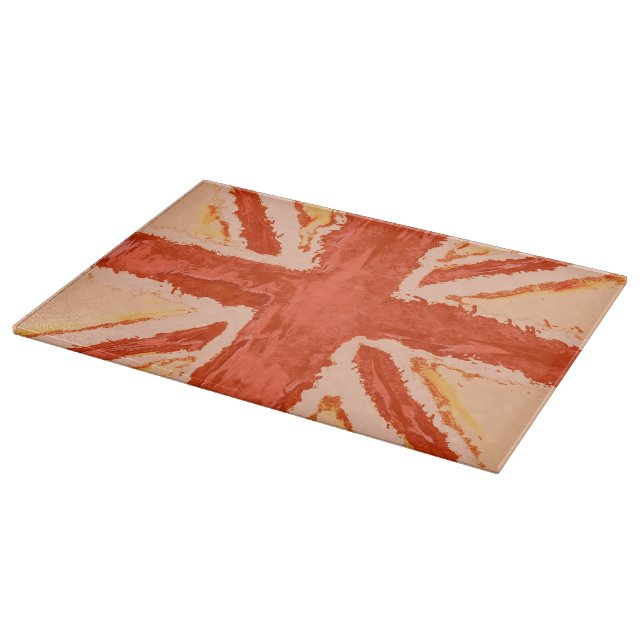 Union Jack Painted UK Art Tangerine by Heva Weva Cutting Board (Corner)