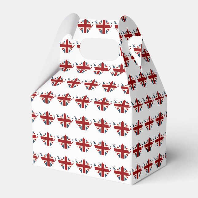 Union Jack Patriotic English Tea Kettle Favor Box (Front Side)