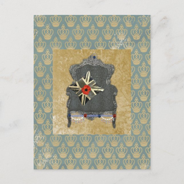 Union Jack Queen Anne Chaise Poppy Carte postale (Devant)