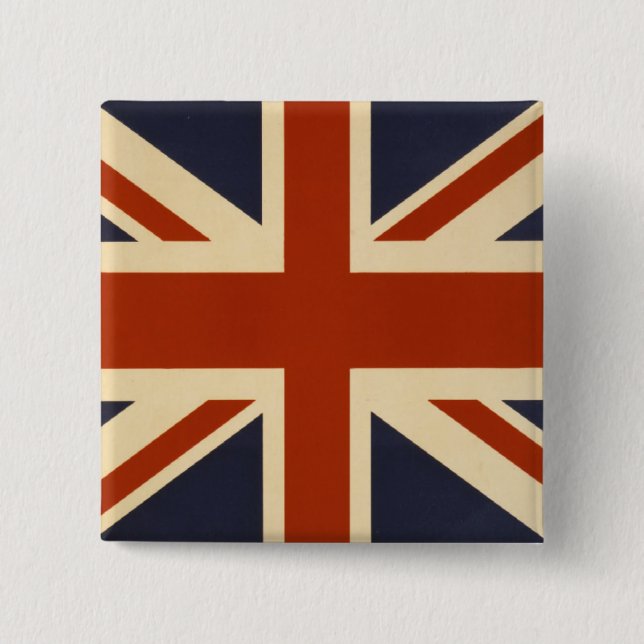 Union Jack Retro 2 Inch Square Button (Front)