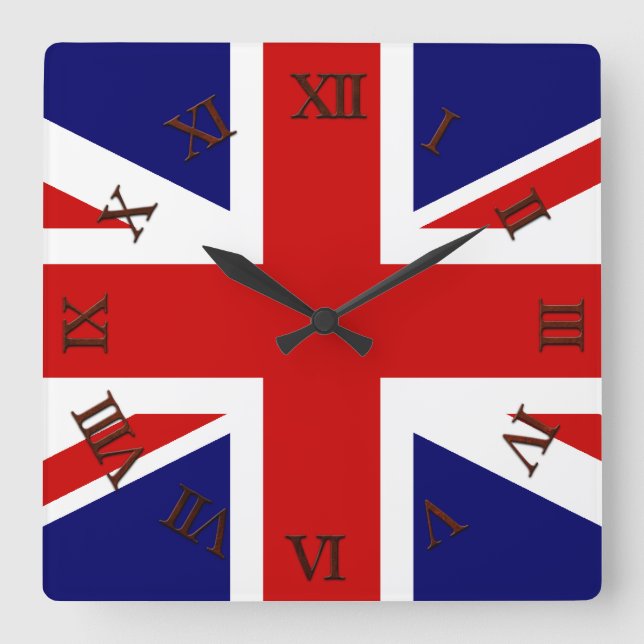 Union Jack Square Wall Clock (Front)