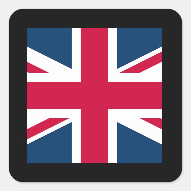 Union Jack Sticker Square with Black Border (Front)