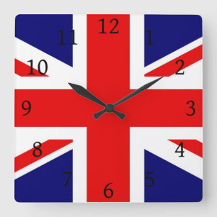 UNION JACK - THE BRITISH FLAG     SQUARE WALL CLOCK