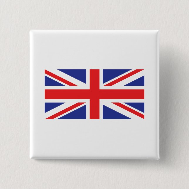 Union Jack UK Flag 2 Inch Square Button (Front)