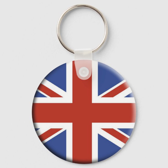 Union Jack UK Flag Circle Designs. Keychain (Front)