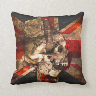 Union Jack UK Flag Gothic Throw Pillow