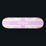 Union Jack / UK Flag in Gilry Pink & Orange Skateboard<br><div class="desc">NewParkLane - Cute skateboard,  featuring the British Flag - the Union Jack - in girly pink and orange. Add your name or other text for a personalized  design.

Check out this collection for matching items.</div>