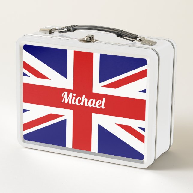 Union Jack - UK Flag - Personalised Metal Lunch Box (Front)